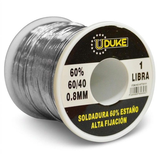SOLDADURA ESTANO UDUKE 1LB 60-40 (60% ESTANO) (40% PLOMO) (0.8MM) (HT70111)