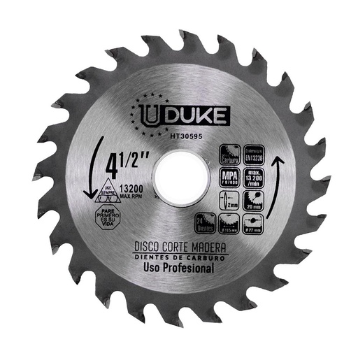 DISCO MADERA UDUKE PROFESIONAL (4 1/2X24) DMA116 (HT30595)