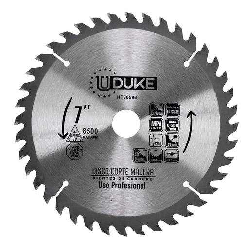 DISCO MADERA UDUKE PROFESIONAL (7X40) DMD740 (HT30596)