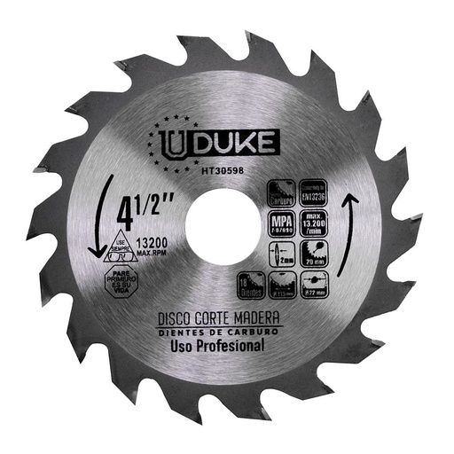 DISCO MADERA UDUKE PROFESIONAL (4 1/2X 18) DMA115 (HT30598)