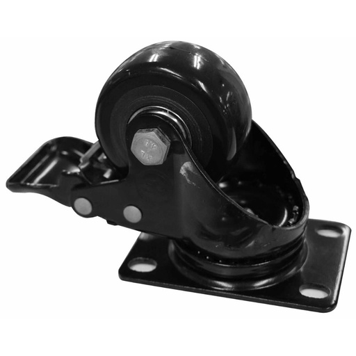 RODACHINES 2 1/2 PLANO NEGRO CON FRENO GIRATORIO 65MM 90KG (INDIVIDUAL) (HT80021)