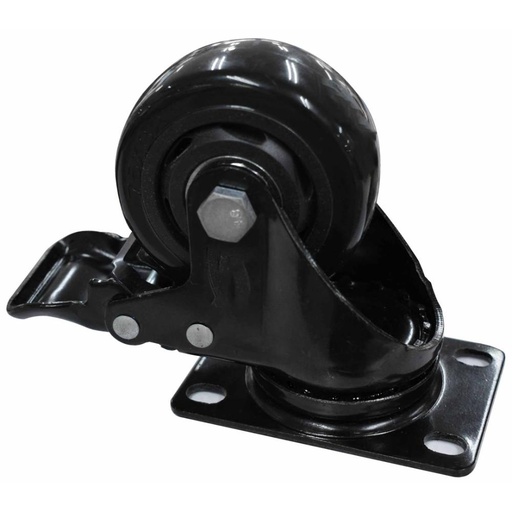 RODACHINES 3 PLANO NEGRO CON FRENO GIRATORIO 75MM 100KG (INDIVIDUAL) (HT80022)