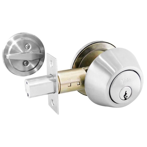 CHAPA CERROJO SEGURIDAD YALE KENT 1/4 CROMADA LLAVE MARIPOSA  (4099)