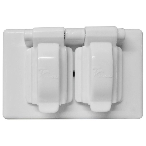 TAPA PLASTICA PARA TOMA DOBLE BLANCA PARA EXTERIOR (INTEMPERIE)(U03F)