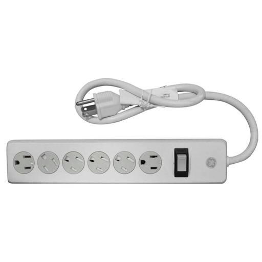 TOMA MULTIPLE X 6 CON SUPRESOR DE PICOS PROTECCION 450 JOULES GENERAL ELECTRIC CABLE 60 CMS (GE33656)