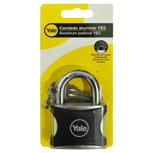 CANDADO YALE ENCAUCHETADO NEGRO 50MM ALUMINIO  (8859)