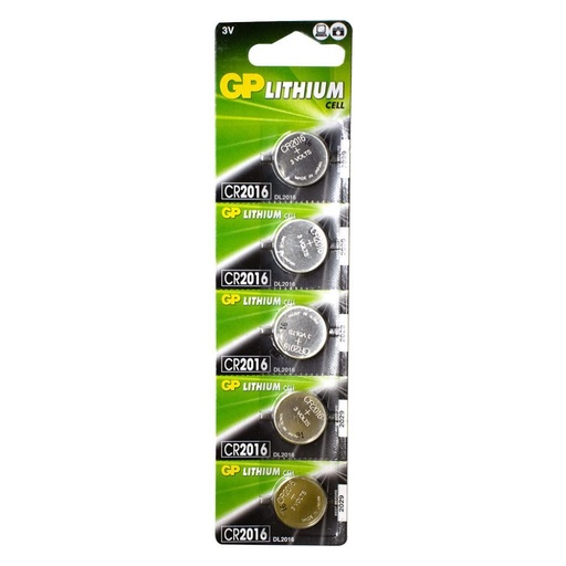 PILA MONEDA GP LITHIUM CELL 3V-90MAH CR2016 BLISTER X 5 (PRECIO X UNIDAD)
