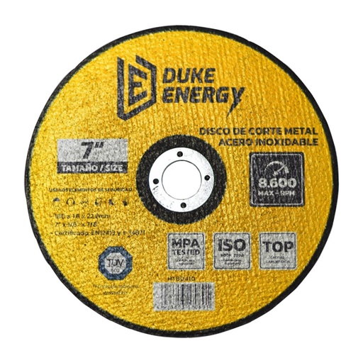 DISCO 7 CORTE METAL ACERO INOX 2 EN 1 DUKE ENERGY TECNOLOGIA ALEMANA (HT80410)
