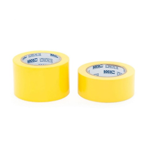 CINTA SOCO ADHESIVA DEMARCACION DE PISO Y/O SEGURIDAD AMARILLA 2" X 33 MTS (48X33)(8890)