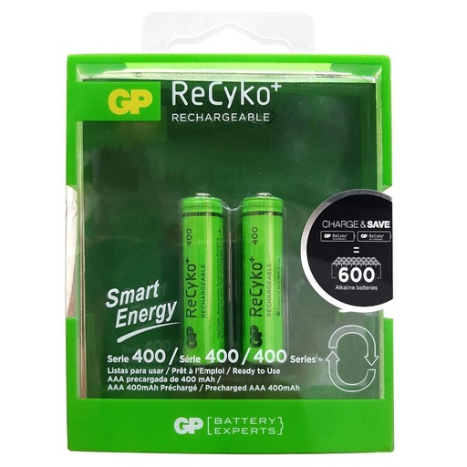 PILA RECARGABLE X 2 GP 1.2V AAA 650 MAH (GP65AAAHC-C2KK)(PAR)