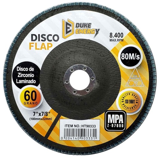 DISCO FLAP DUKE ENERGY 7 GRANO 60 ZIRCONIO (180MM X 22MM) (HT90333)