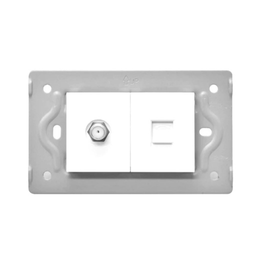 TOMA TV + TOMA LAN INTERNET LUXOR BLANCA INTERCAMBIABLE SIN TAPA (V9-037)