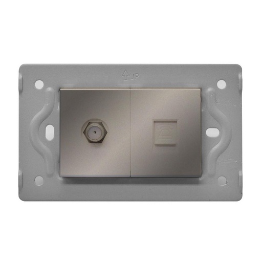 TOMA TELEFONO + TV LUXOR GRIS INTERCAMBIABLE SIN TAPA DUKE ENERGY (V3-036)