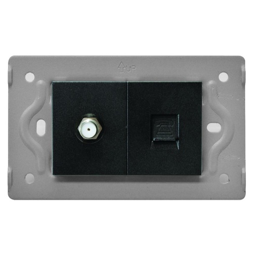TOMA TELEFONO + TV LUXOR NEGRA INTERCAMBIABLE SIN TAPA DUKE ENERGY (V17-036)