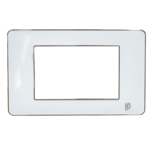 TAPA LUXOR BLANCA Y BORDE CROMADO CUADRADA DUKE ENERGY (V3-02AB)