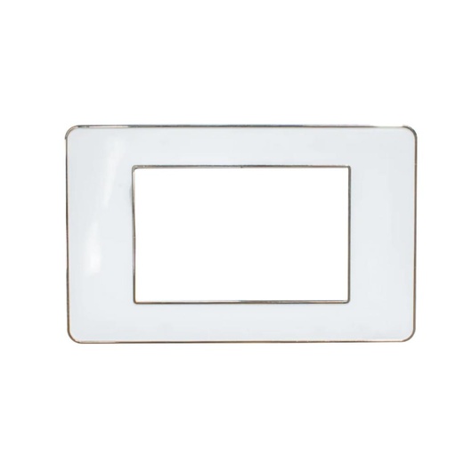 TAPA LUXOR BLANCA Y BORDE CROMADO CRISTAL ACRILICA CUADRADA (V3-02AB)