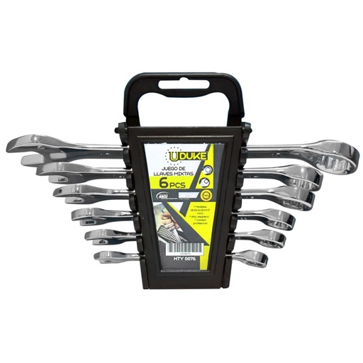 LLAVE MIXTA JUEGO X 6 PCS BLISTER (8-10-11-13-14-17MM) CR/V UDUKE (HTY0076)