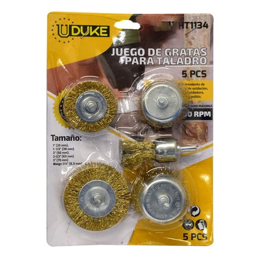 GRATA TALADRO C/ESPIGO X 5PCS UDUKE (HT1134)