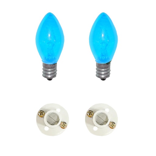 BOMBILLO CANDELABRO SENCILLO AZUL + SOKET CANDELABRO PASTA PQT X 2 UDUKE