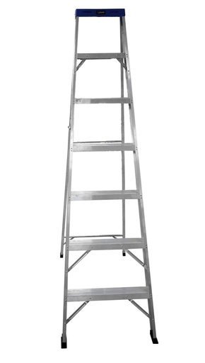 ESCALERA DE ALUMINIO 6 PELDAÑOS CAP 150 KILOS USO INDUSTRIAL UDUKE CON PLATAFORMA (HT1316)