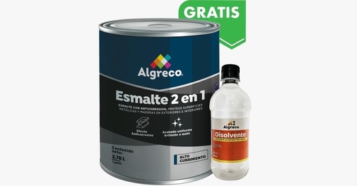 ESMALTE (RAPIDO) 2 EN 1 NEGRO GALON (92330020) (ALGRECO) BONIFICADO DISOLVENTE GRATIS