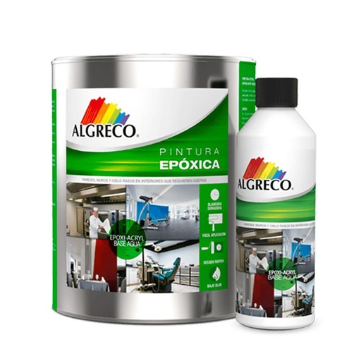KIT PINTURA EPOXICA EPOXI ACRYL BASE AGUA BLANCO BRILLANTE GALON (98600111) (ALGRECO)