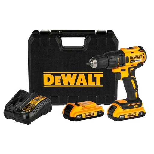 TALADRO ATORNILLADOR RECARGABLE DEWALT 2 BATERIAS PERCUTOR 1/2  20V SIN ESCOBILLAS (DCD7781D2-B3) CAJA PLASTICA