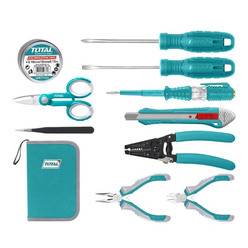KIT DE HERRAMIENTAS X 11 PZS PARA ELECTRICISTA TOTAL SUPER SELECT (TKETS0111)