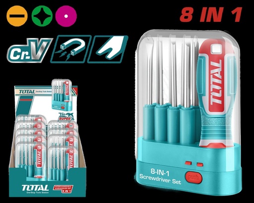 DESTORNILLADOR 8 EN 1 CROMO VANADIUM INTERCAMBIABLE TOTAL (THT250906)