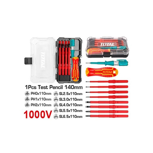 DESTORNILLADOR RELOJERO AISLADO JUEGO X 10 PZS 1000 V TOTAL (THTIS5106)