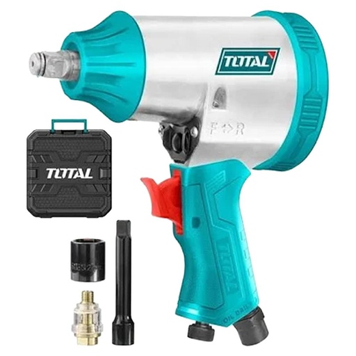 PISTOLA IMPACTO 1/2 NEUMATICA INCLUYE 10 COPAS CAJA PLASTICA SUPER SELECT TOTAL (TAT41125)