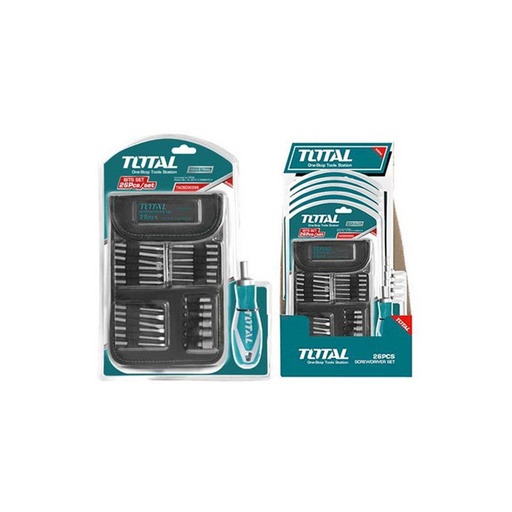 DESTORNILLADOR RACHET JUEGO X 18 PZS INTERCAMBIABLES TOTAL (TACSD30266)