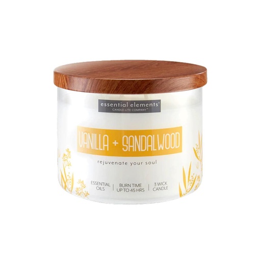 VELA 14.75 OZ ESSENTIAL ELEMENTS VANILLA & SANDALWOOD CANDLE LITE (4472344)