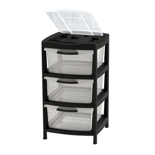 GAVETERO GRANDE TAPA ORGANIZADORA 3 GAVETAS NEGRO RIMAX (6497)