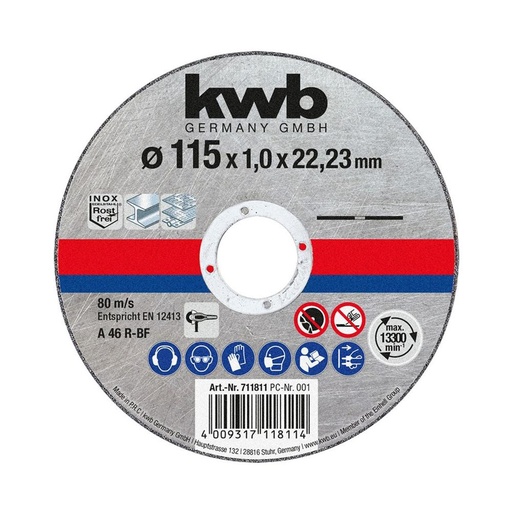 DISCO CORTE METAL/ACERO INOXIDABLE 4 1/2 KWB (49711811)