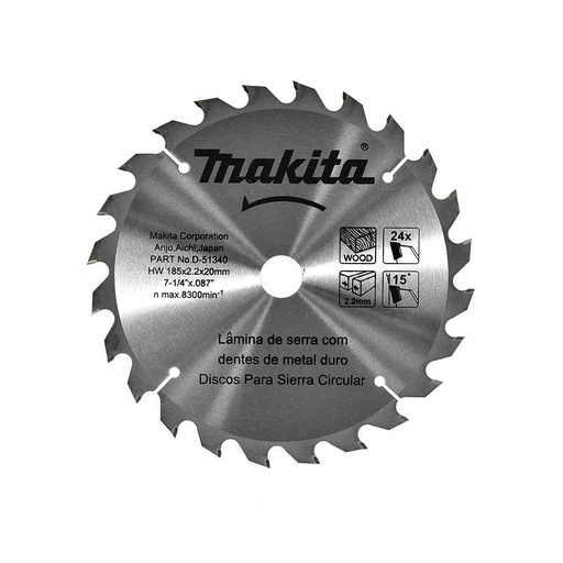 DISCO DE SIERRA 71/4 X 24 DIENTES TPI PARA MADERA MAKITA (E-15671)