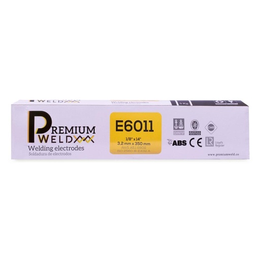 SOLDADURA DE ELECTRODO PW6011 - 1/8 BLANCA PREMIUM WELD (CAJA X 5 KLS) (60111)