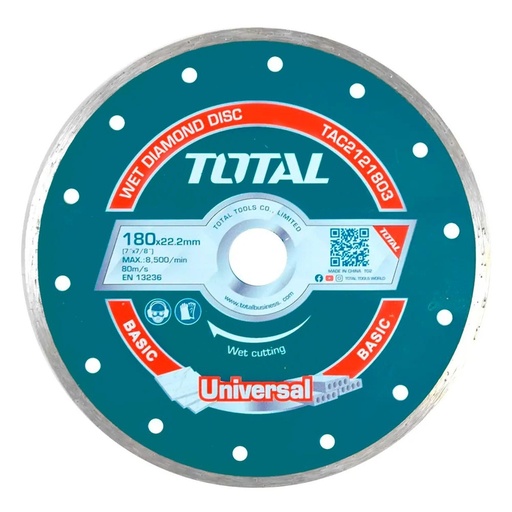 DISCO DE CORTE DIAMANTADO CONTINUO 7 180MM TOTAL (TAC2121803)
