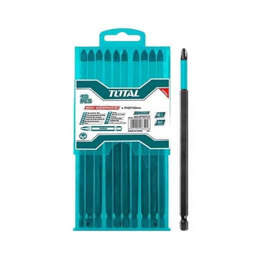 PUNTAS TALADRO INMANTADAS PARA DESTORNILLADOR DE IMPACTO (+) X 10 PZS 150MM INDUSTRIAL TOTAL (TACIM16PH263)