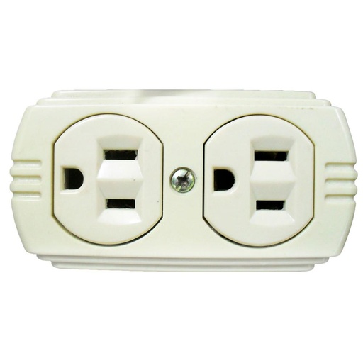 TOMA DOBLE T/L SOBREPONER CON P-TIERRA  BEIGE UDUKE (RETIE-FL)(HT20523)