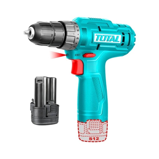 TALADRO INALAMBRICO 3/8 (10MM) 12V TOTAL INCLUYE 1 BATERIA DE 1.5AH CARGADOR TIPO-C NO INCLUIDO(TDLI12428)