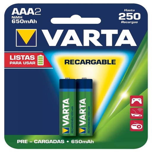 PILA RECARGABLE AAA  X 2VARTA