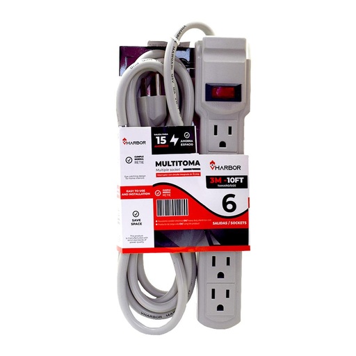 TOMA MULTIPLE  X 6  CABLE DE 3MTS VHARBOR(S-25-3M)