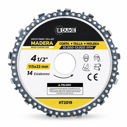 DISCO PARA CORTE Y DESBASTE DE MADERA 115 X 22MM UDUKE (HT2019)