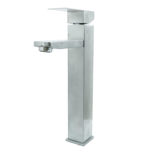 LLAVE LAVAMANOS MONOCONTROL ACERO INOXIDABLE CUADRADA SATINADA  ALTA 30 CM UDUKE (HT2033)