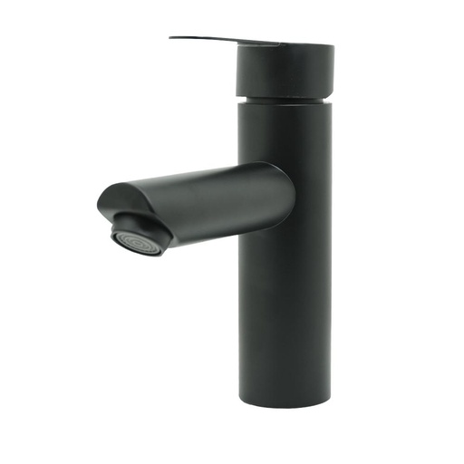 LLAVE LAVAMANOS MONOCONTROL ACERO INOXIDABLE REDONDA NEGRA BAJA 18CM UDUKE  (HT2034)