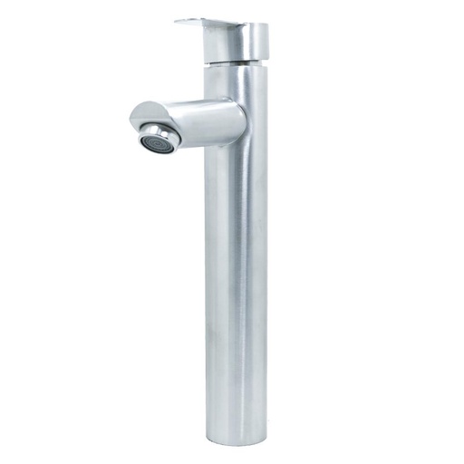 LLAVE LAVAMANOS MONOCONTROL ACERO INOXIDABLE REDONDA SATINADA  ALTA 30 CM UDUKE (HT2037)
