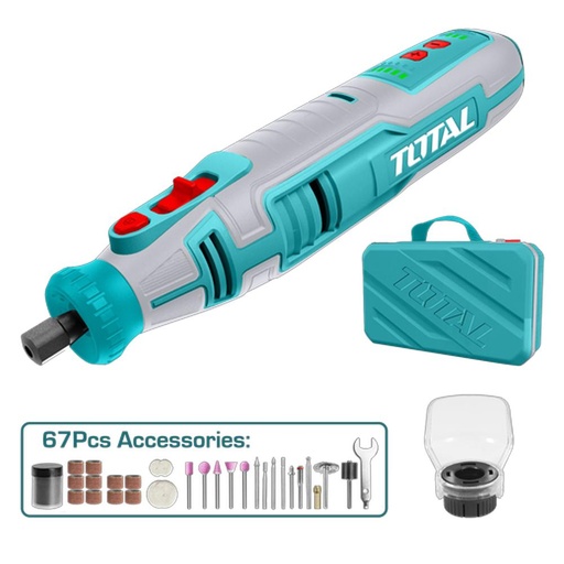 MOTO TOOL INALAMBRICO 8V INCLUYE 67 ACCESORIOS TOTAL (TMGLI0801)