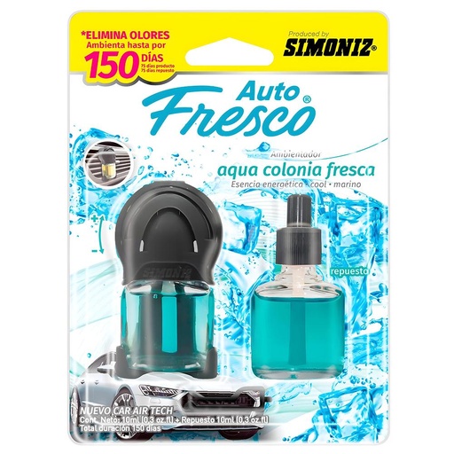 AMBIENTADOR NEW AIR TECH AQUA COLONIA FRESCA AUTO FRESCO 10ML SIMONIZ (208899)