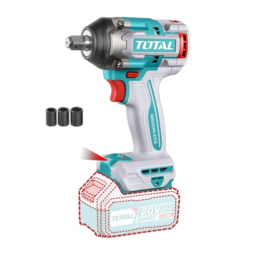 PISTOLA IMPACTO INALAMBRICA 1/2 20V 500 NM   BATERIA Y CARGADOR SE VENDEN POR SEPARADO  SUPER TOTAL (TIWLI20501)